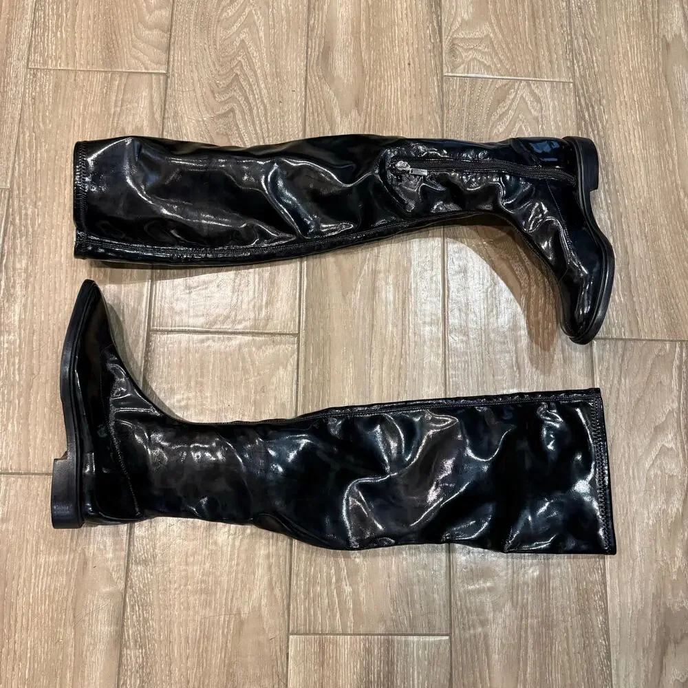 Schutz Black Patent Leather Kaolin Over The Knee Boots Sz 6B